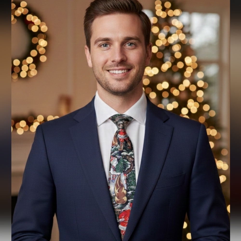 Reed St James Christmas Tie Silk Santa Claus Festive Holiday Party Novelty